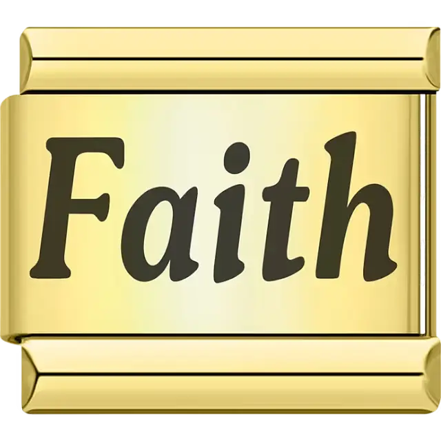 Gold "Faith" text Italian charm bracelet link