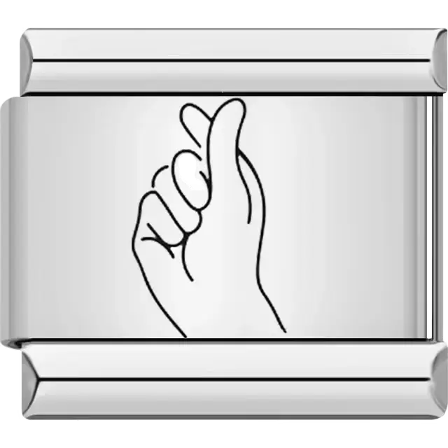 Black finger heart gesture illustration Italian charm bracelet link