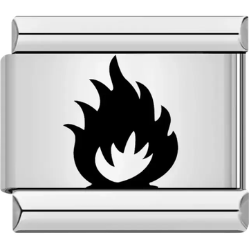 Black flame silhouette Italian charm bracelet link