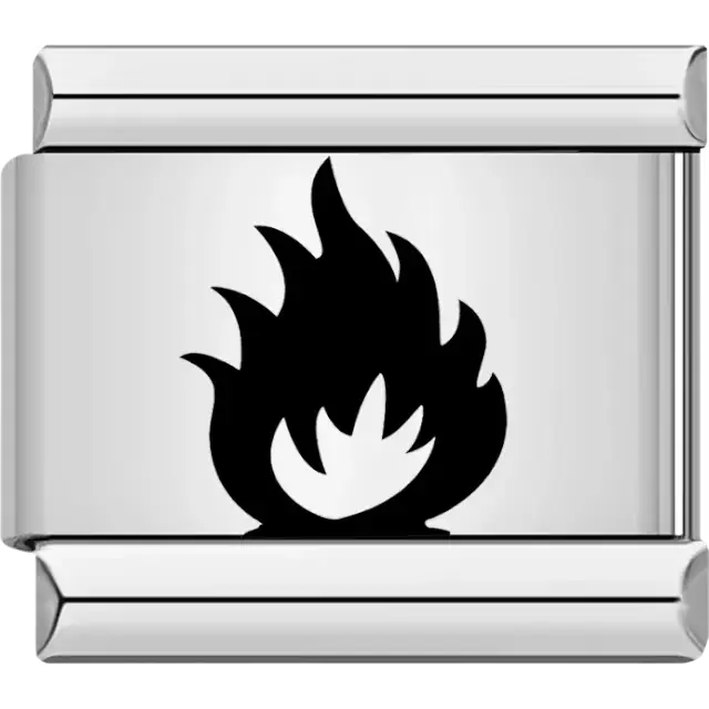 Black flame silhouette Italian charm bracelet link