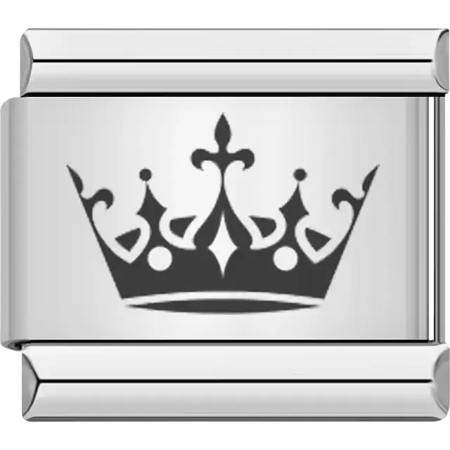 Black crown with fleur-de-lis center design Italian charm bracelet link