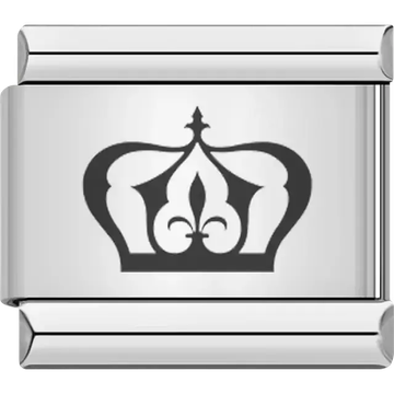 Crown with fleur-de-lis center design Italian charm bracelet link