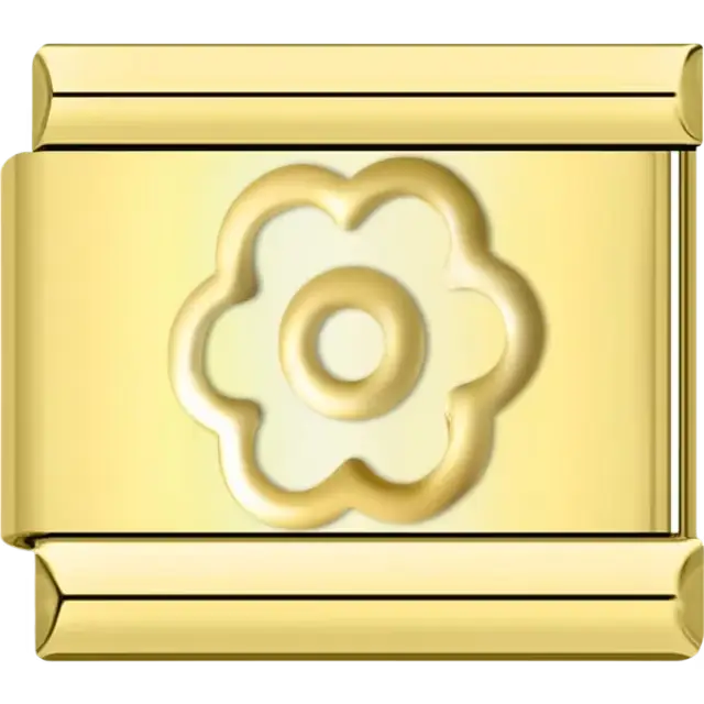 Embossed flower design Italian charm bracelet link