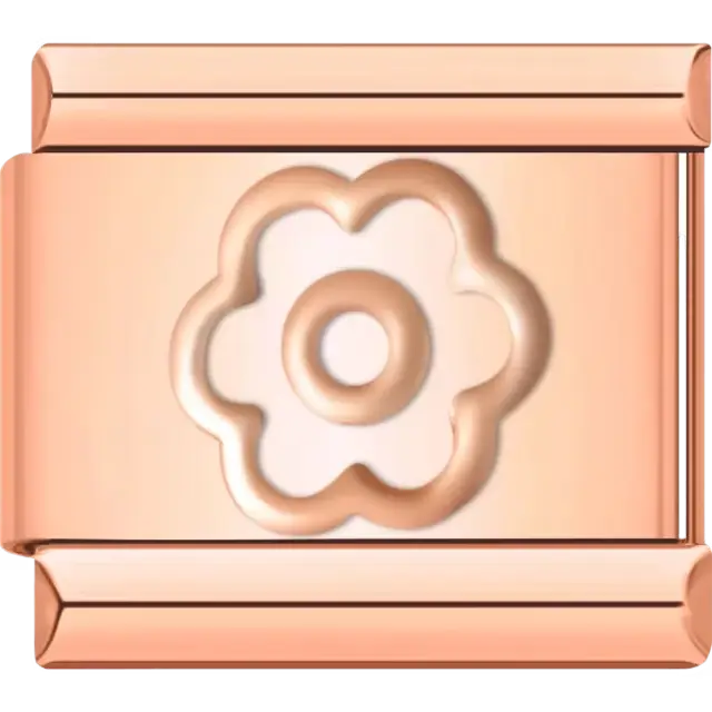 Embossed flower design Italian charm bracelet link