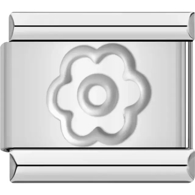 Embossed flower design Italian charm bracelet link
