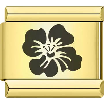 Black flower silhouette Italian charm bracelet link