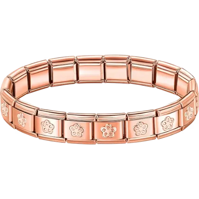 Stainless steel bracelet with engraved flower pattern Italian charm bracelet