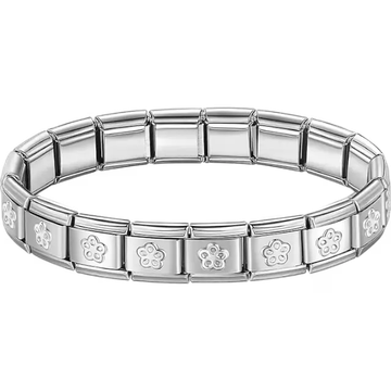 Stainless steel bracelet with engraved flower pattern Italian charm bracelet