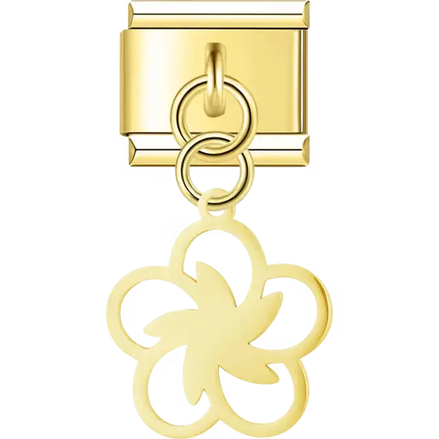 Cutout flower dangle Italian charm bracelet link