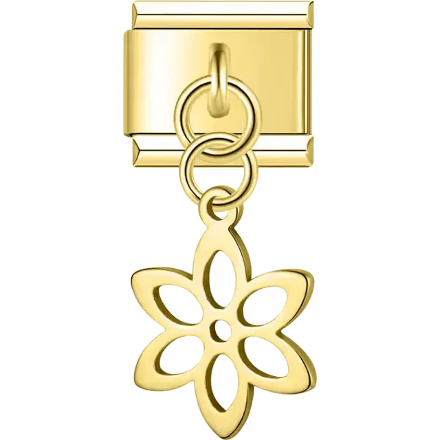 Flower cutout dangle Italian charm bracelet link