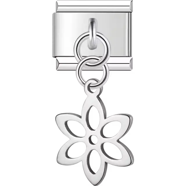 Flower cutout dangle Italian charm bracelet link