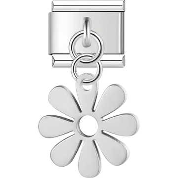 Flower-shaped dangle Italian charm bracelet link