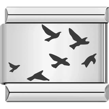 Silhouette of flying birds detail Italian charm bracelet link