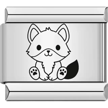 Black fox with fluffy tail and paw details Italian charm bracelet link