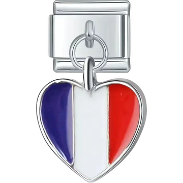 French flag pendant heart Italian charm bracelet link