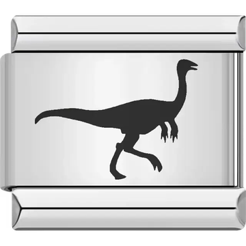 Black gallimimus dinosaur Italian charm bracelet link