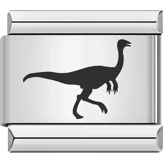 Black gallimimus dinosaur Italian charm bracelet link