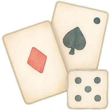 Playing cards and dice watercolor illustration
