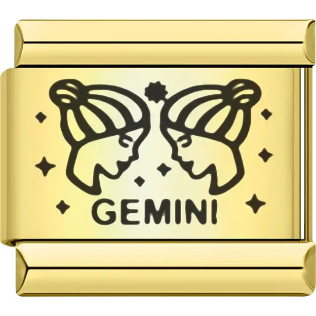 Gemini zodiac twins with stars Italian charm bracelet link