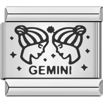 Gemini zodiac twins with stars Italian charm bracelet link