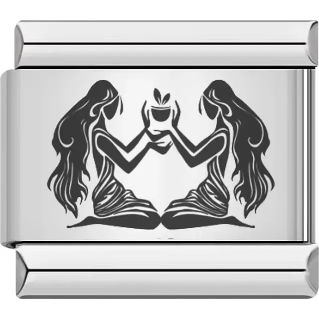 Gold Gemini zodiac charm with twin design Italian charm bracelet link