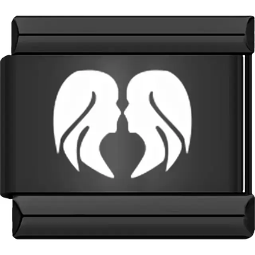 Black Gemini zodiac symbol Italian charm bracelet link