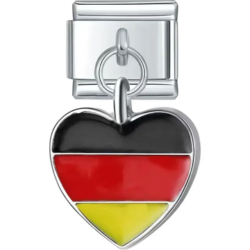 German flag pendant heart Italian charm bracelet link
