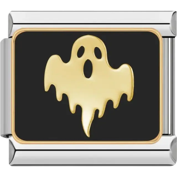 Gold ghost with black background Italian charm bracelet link