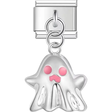 Ghost with pink eyes detail Italian charm bracelet link