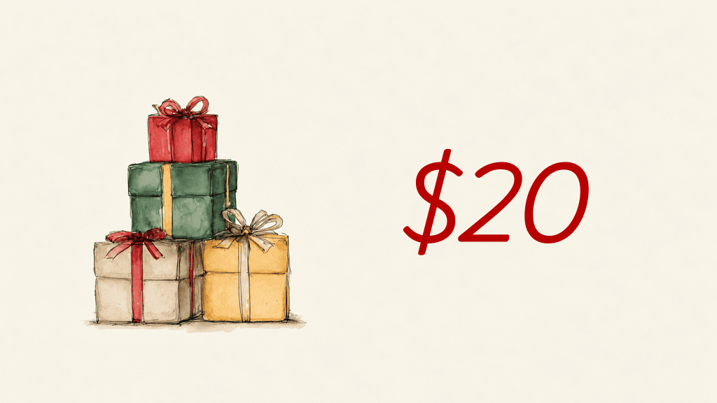 20$ gift card watercolor illustration