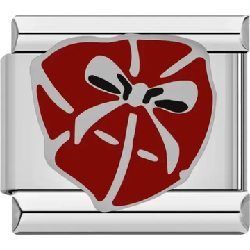 Red gift box design with a bow detail Italian charm bracelet link