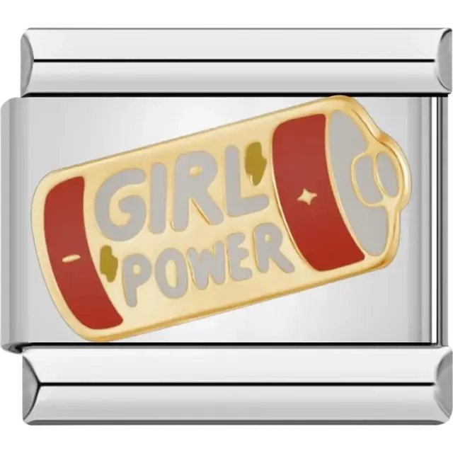 Battery with "Girl Power" text Italian charm bracelet link