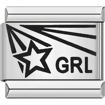 Star girl "GRL" text Italian charm bracelet link