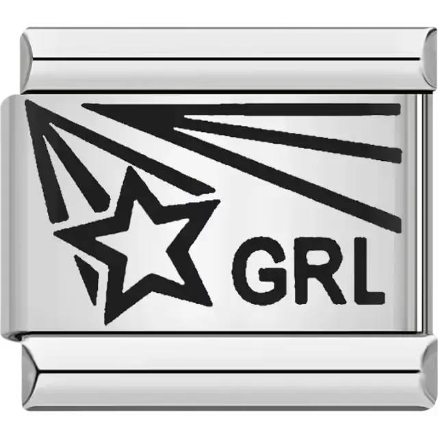 Star girl "GRL" text Italian charm bracelet link