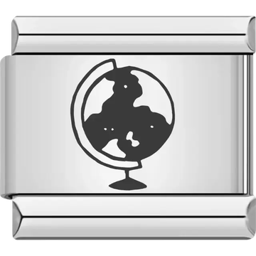 Globe with continents detail Italian charm bracelet link