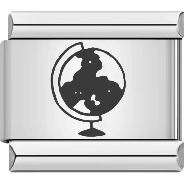 Globe with continents detail Italian charm bracelet link