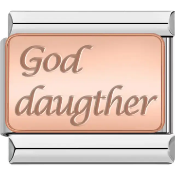 Rose gold "God daughter" engraved Italian charm bracelet link