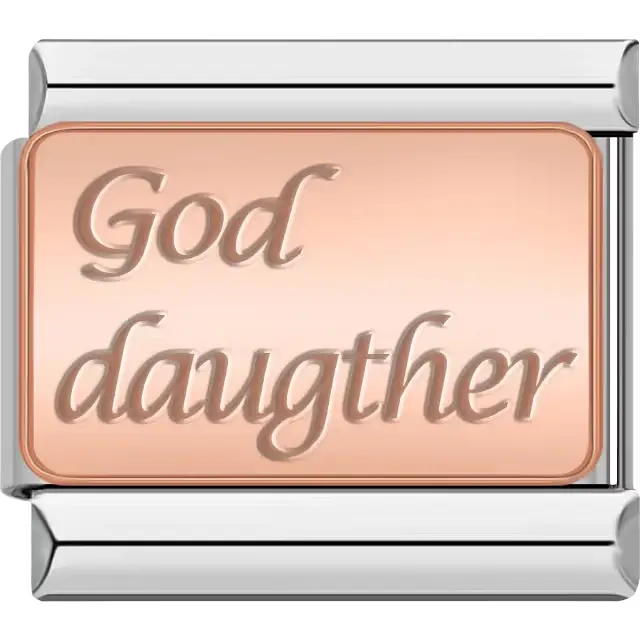 Rose gold "God daughter" engraved Italian charm bracelet link