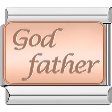 Rose gold "God father" engraved Italian charm bracelet link