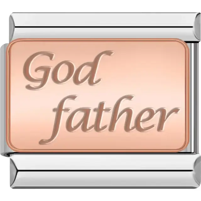 Rose gold "God father" engraved Italian charm bracelet link
