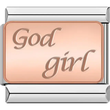 Rose gold "God girl" engraved Italian charm bracelet link