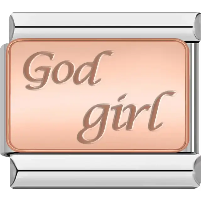 Rose gold "God girl" engraved Italian charm bracelet link