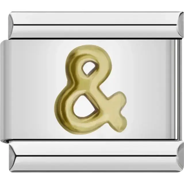 Gold ampersand symbol Italian charm bracelet link