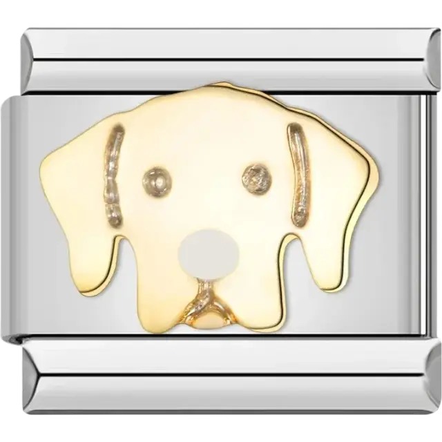 Gold Beagle dog face Italian charm bracelet link