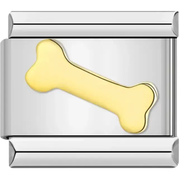 Bone design with gold-tone detailing Italian charm bracelet link