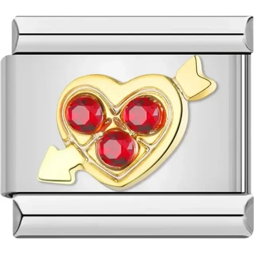 Gold candy design with red enamel details Italian charm bracelet link