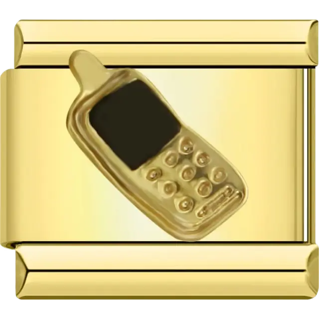 Cell phone design with black screen details Italian charm bracelet link