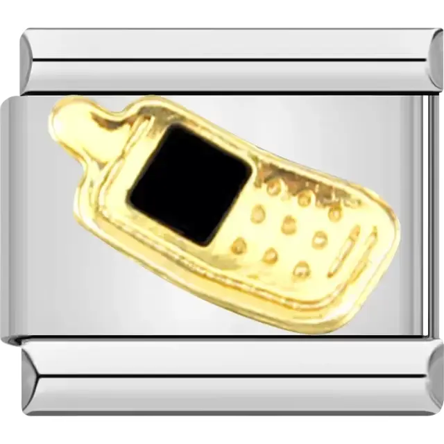 Cell phone design with black screen details Italian charm bracelet link