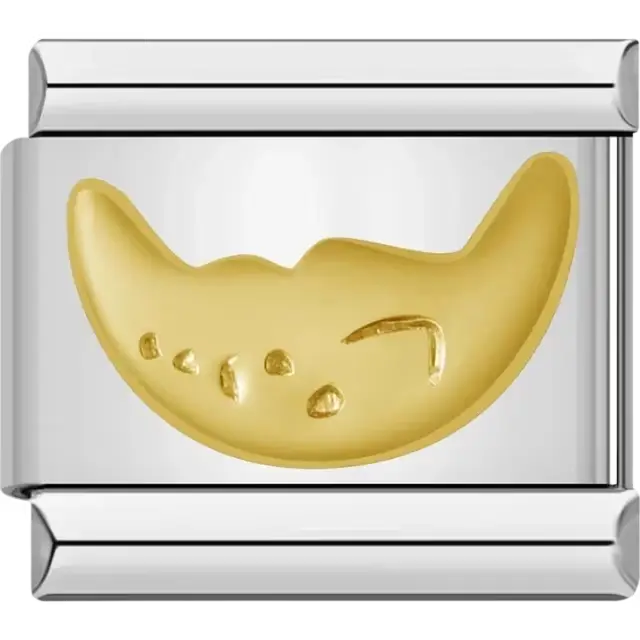 Gold crescent moon design Italian charm bracelet link