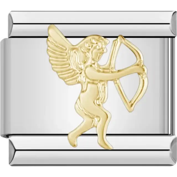 Gold cupid angel with bow and arrow design Italian charm bracelet link